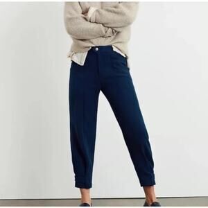 Anthropologie Maeve Magda Tapered Leg Trouser Navy Blue Ankle Pants Size 8